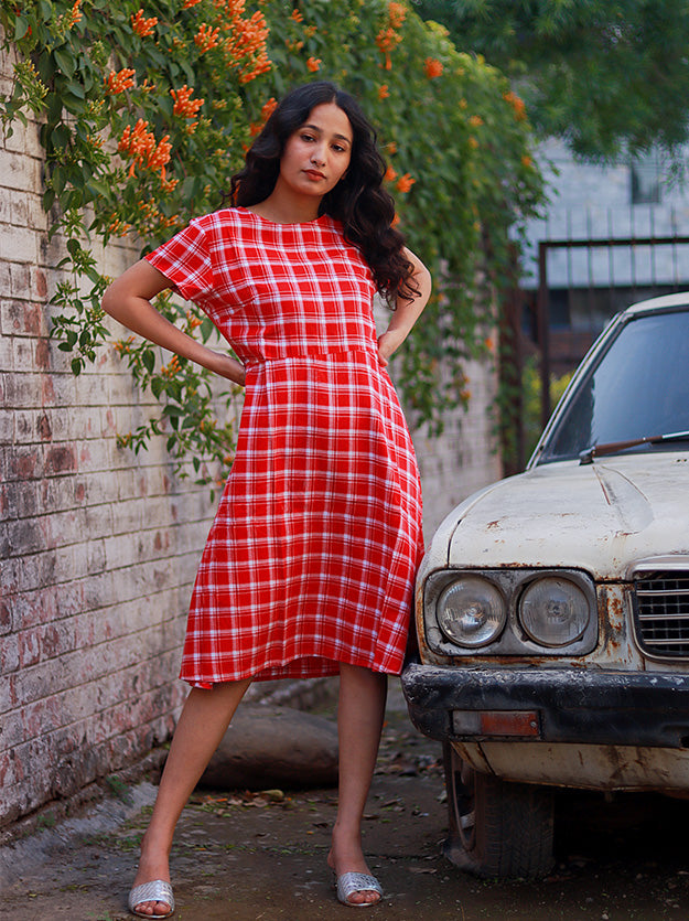 Red and best sale white checkered dress